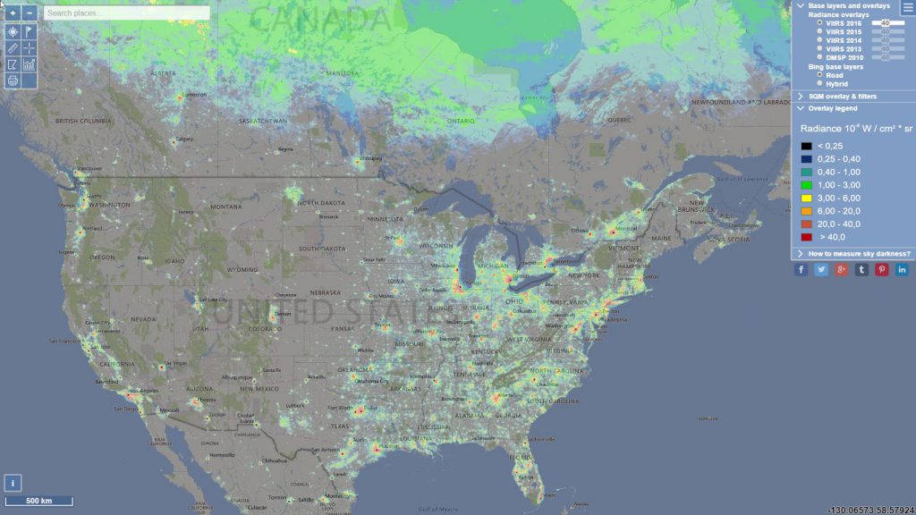The Global Light Pollution Map (2016) Vivid Maps