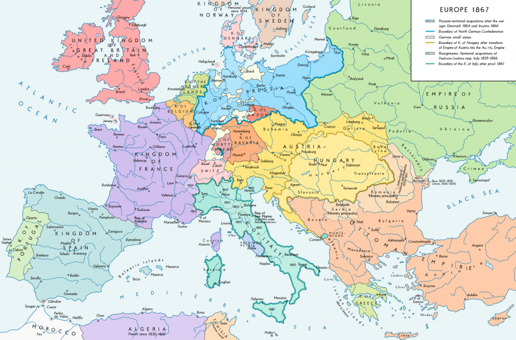 Europe after the formation of the North German Confederation & the