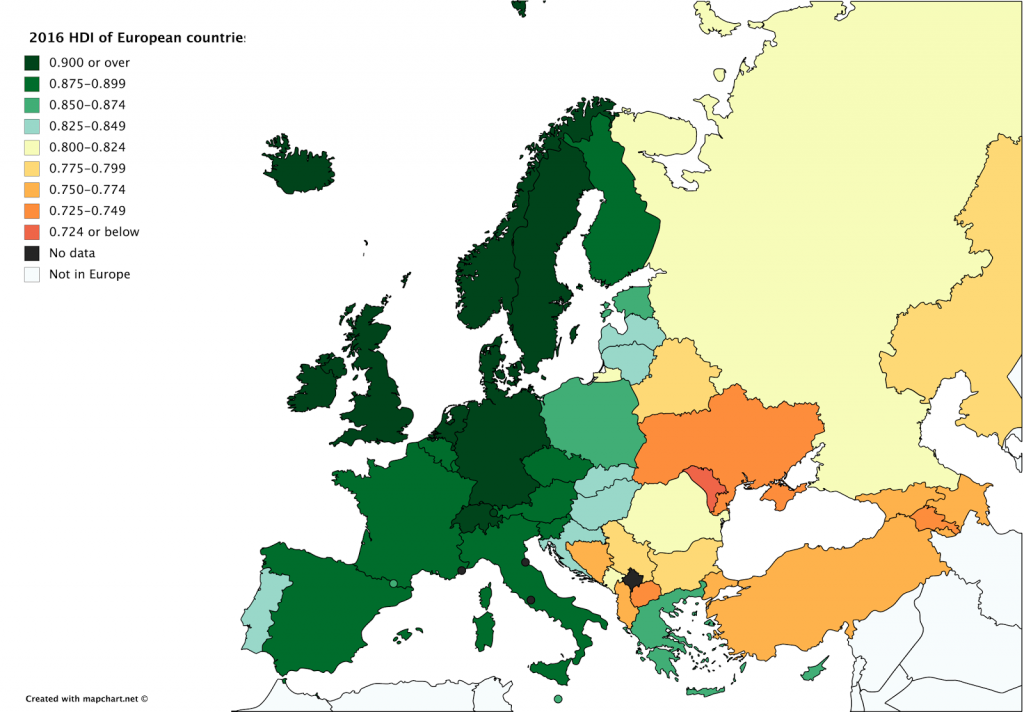 List of European countries by Human Development Index (2016) Vivid Maps
