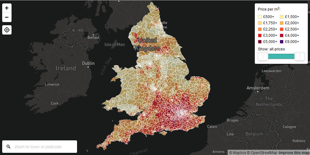 House Prices per Square Metre in England and Wales - Vivid Maps