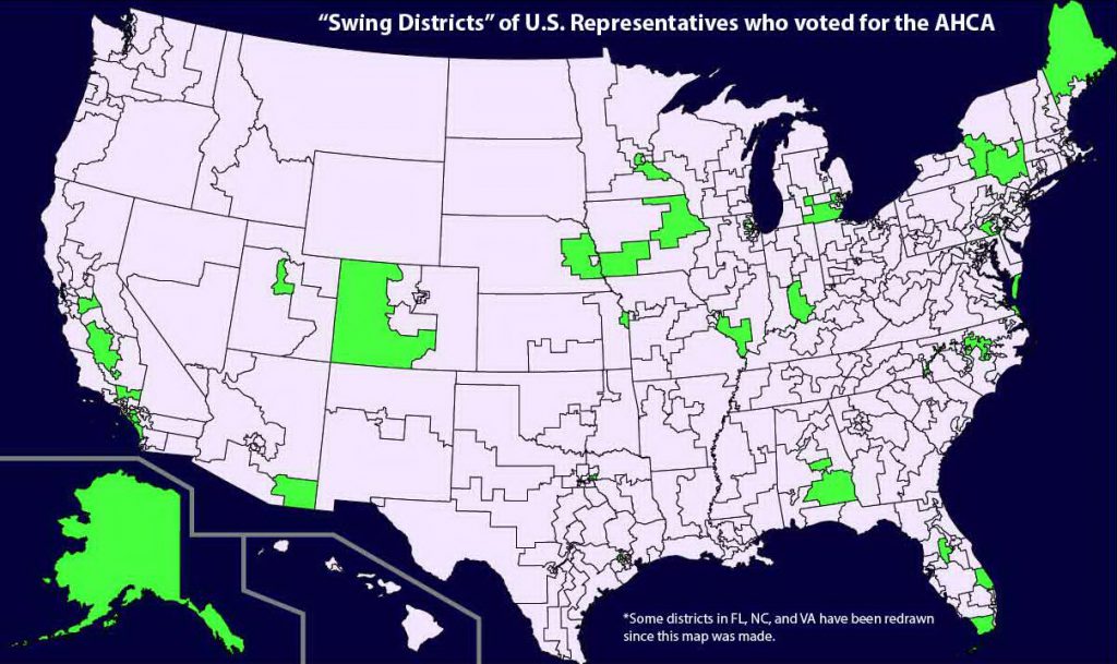 "Swing Districts" whose Representatives voted for the American Health