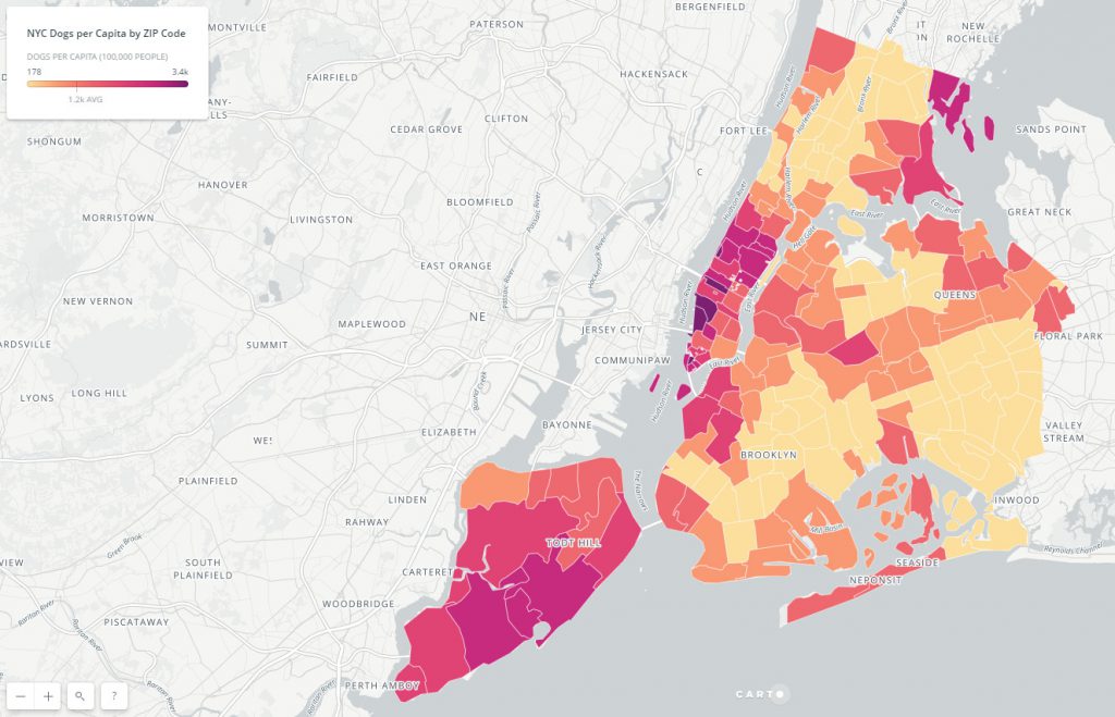 New York City Dogs per Capita by ZIP Code Vivid Maps