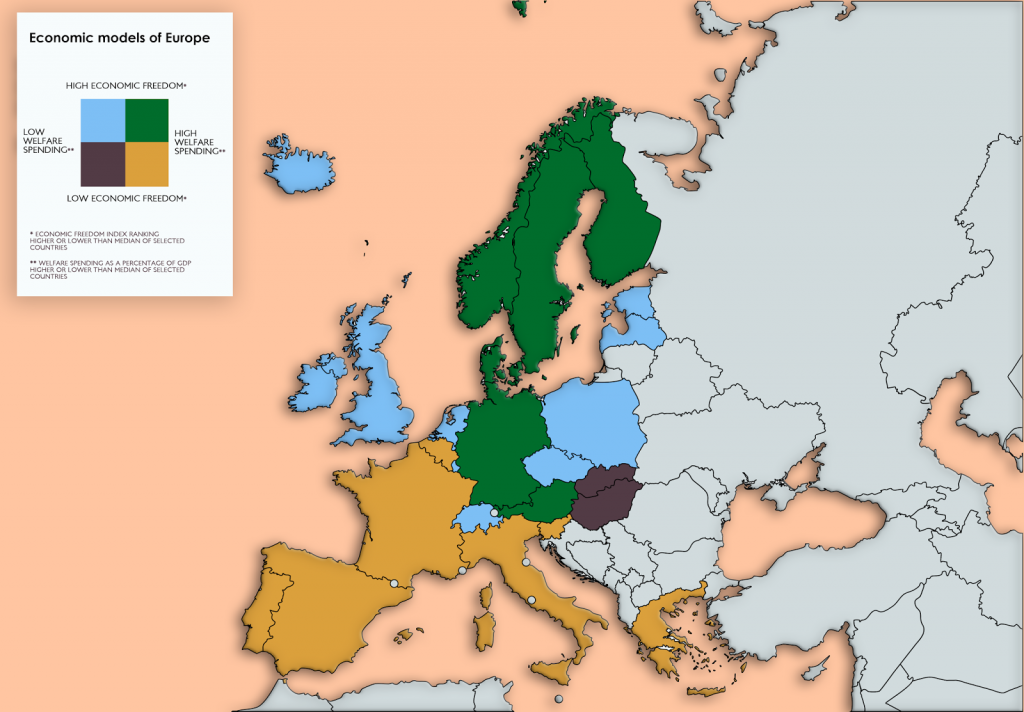 Economic models of Europe Vivid Maps