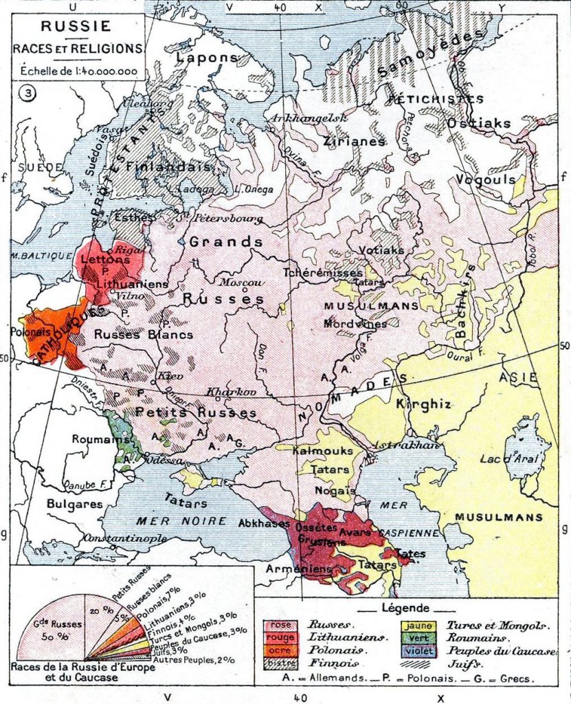 Ethnic map of European Russia before the First World War