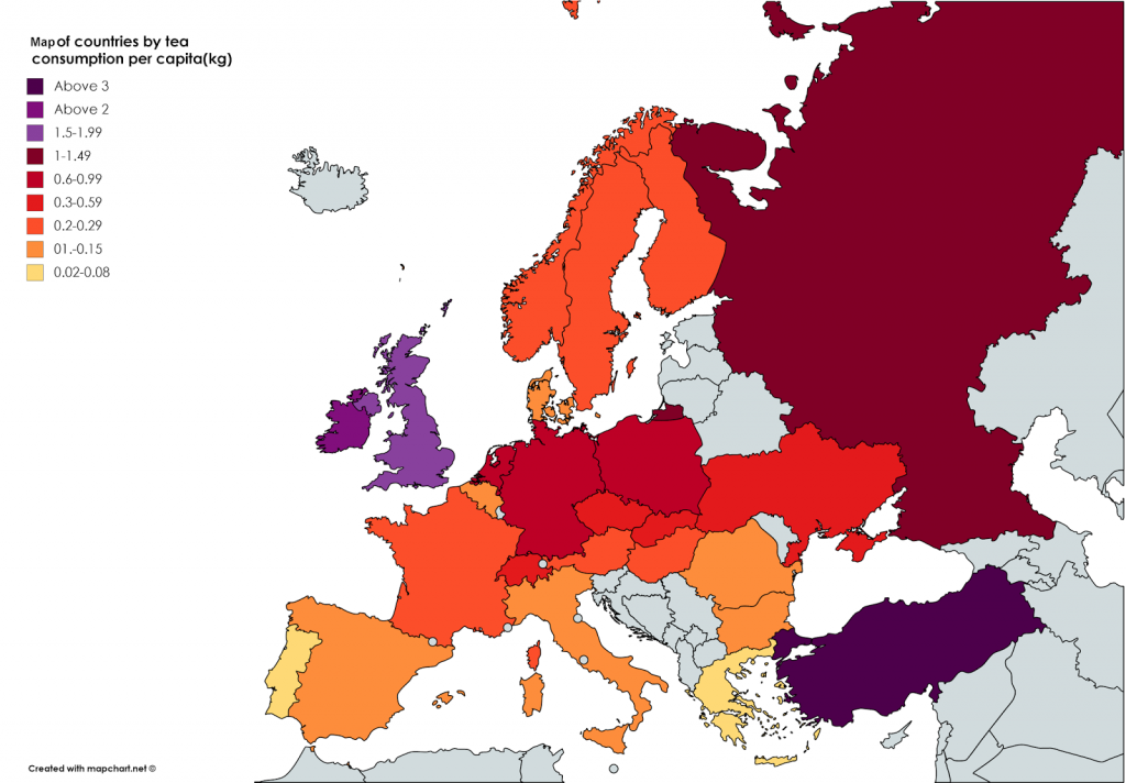Countries of Europe by tea consumption per capita Vivid Maps