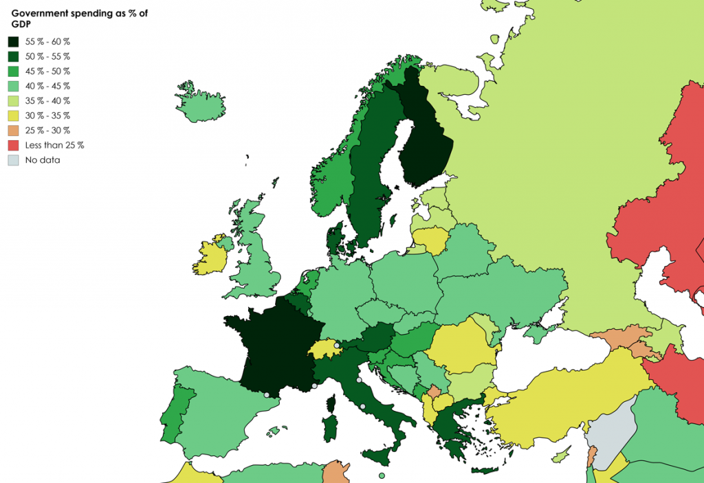 Government spending of European countries Vivid Maps