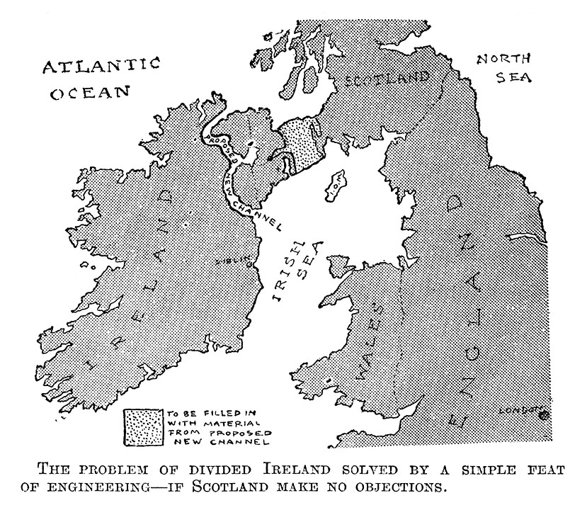 Proposed land bridge and canal between Scotland & Ireland Vivid Maps