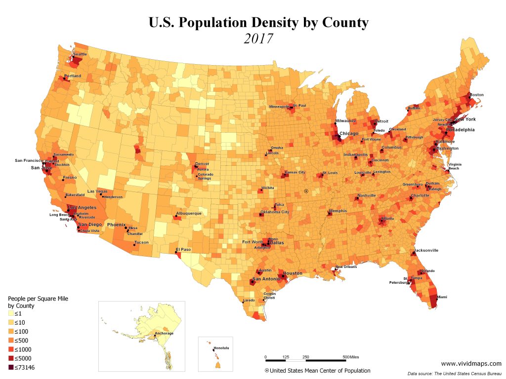 U.S. Population Density (1990 2017) Vivid Maps