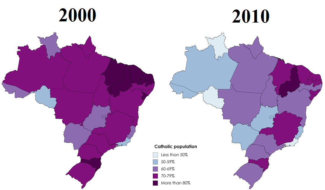 The decrease of Catholicism in Brazil according to the censuses of 2000