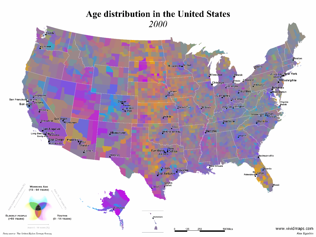 The Age Structure of the United States Vivid Maps